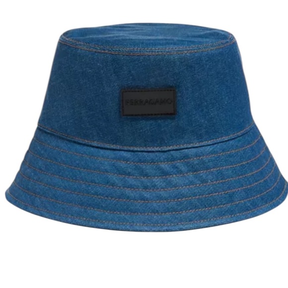 Ferragamo One Point Logo Denim Hat New